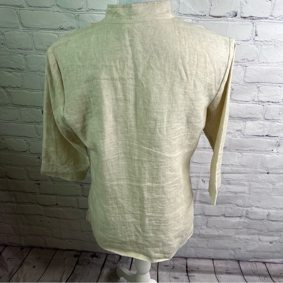 KATE HILL Linen Tan Tunic Top Medium Petite - Picture 3 of 7